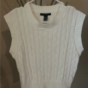 Forever 21 Cream Cable Knit Sleeveless Top